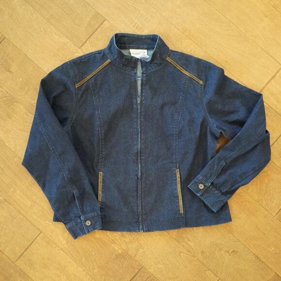 Vintage Pendleton Trucker Jacket Womens L Blue Denim Stretch Western Full Zipper - Picture 7 of 10